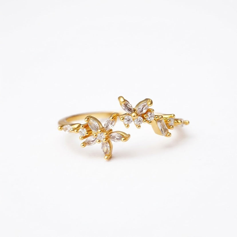 Bague Édition hiver Février + Septembre, or plaqué 18K
